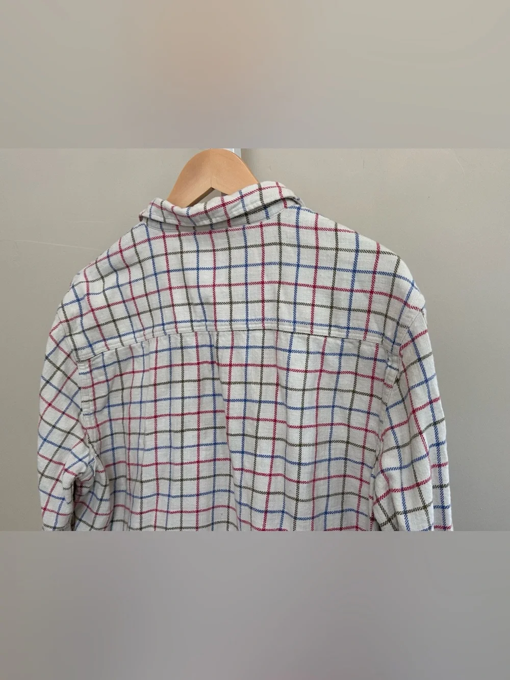Zara XL Cream Multicolor Plaid Oversized Button-Down Flannel Shirt